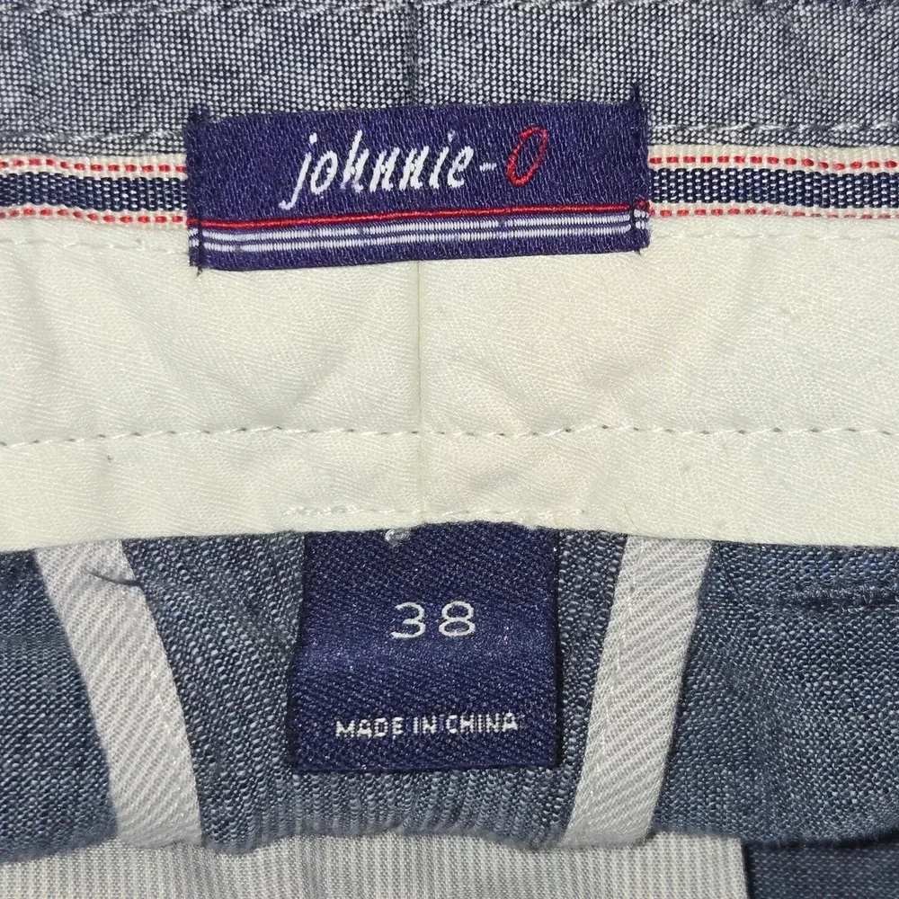 Johnnie-O Sterling Chambray Short Mens 38 Blue Linen Blend 9